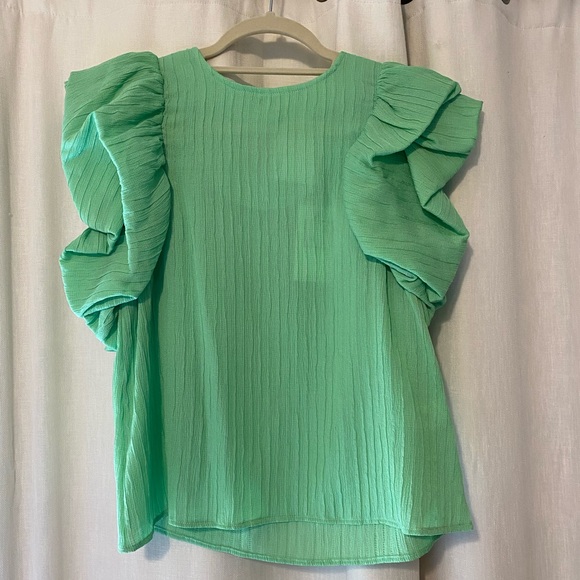 THML Green Puff Sleeve Blouse - Picture 1 of 2